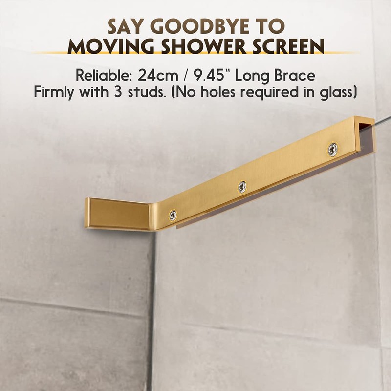 LukLoy Fixed Glass Shower Panel Wall to Glass Support Bar,