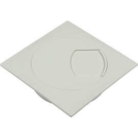 Gedotec Cable guide desk made of sturdy ABS plastic, 2 pieces square cable passages, 60 mm, plaza, cable box, white, cable guide square for push-in, cable duct desk