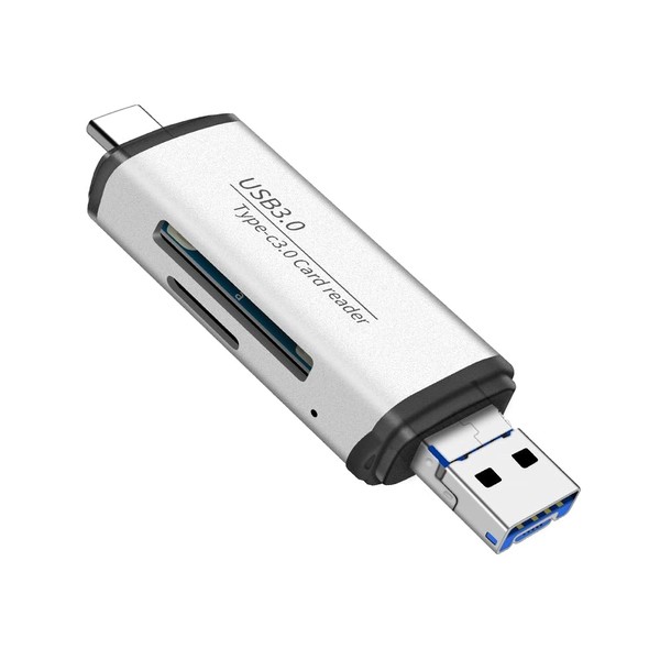 Kartenleser USB 3.0, multifunktional, silberfarben | Ultra-schnelle Übertragung & gleichzeitiges
