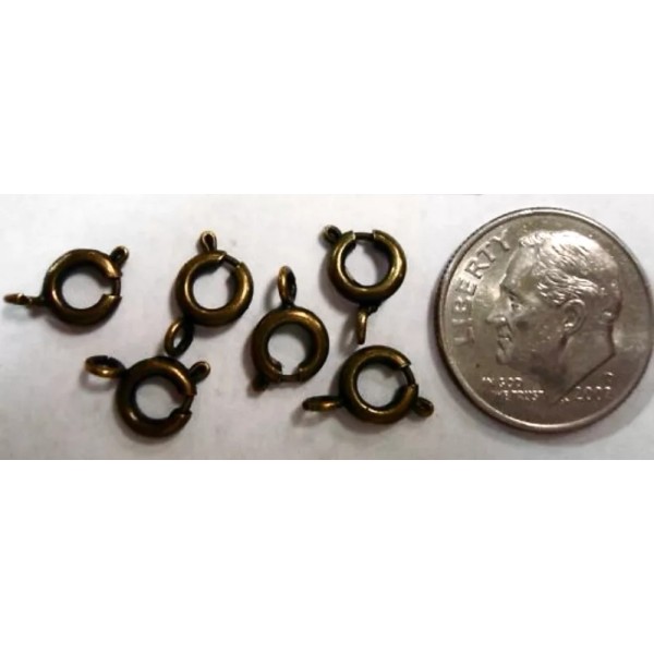 Silversmithsupply 6 Bronze plated 6mm spring ring jewelry clasps for