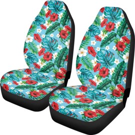 Tropical Flowers Seat Covers Cool Fabric Bucket Seat Cushion Universal Fit for SUV Truck Van Sedans Vans Breathable Seat Protector, Easy to Install