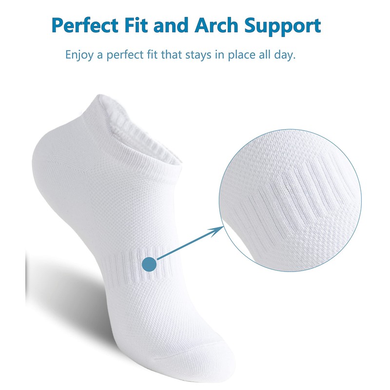Womens Ankle Socks Cotton Athletic Running Low Cut Socks White