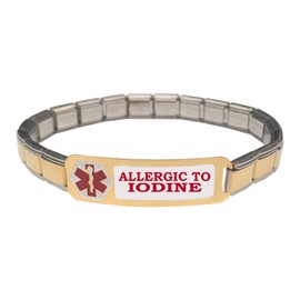 Allergic To Iodine Medical Alert Stainless Steel 9mm Italian Charm Starter Bracelet
