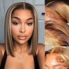 Nopxam 14 Inch Highlight 4/27 Bob Wig Human Hair 13x4
