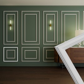 HEXIM Stucco Moulding Wall Frame Sets HDPS White - Choice of Sizes for Wall, Ceiling, Pictures & Mirrors - Suitable for DIY Projects in Interior Design Look (RM01-C 60 x 60 cm)