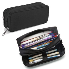 Della Gao Pencil Case Large Capacity Pencil Pouch Aesthetic Pencil Box for Office Stationery Organizer, Simple Sturdy Multifunctional Pencil Bag for Men - Black