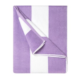 WEDPLAN Cotton Oversized Beach Towel - 40 x70 Inch Extra Large Striped Pool Towel, Big Soft Terry Cloth Purple Cabana Swim Towel