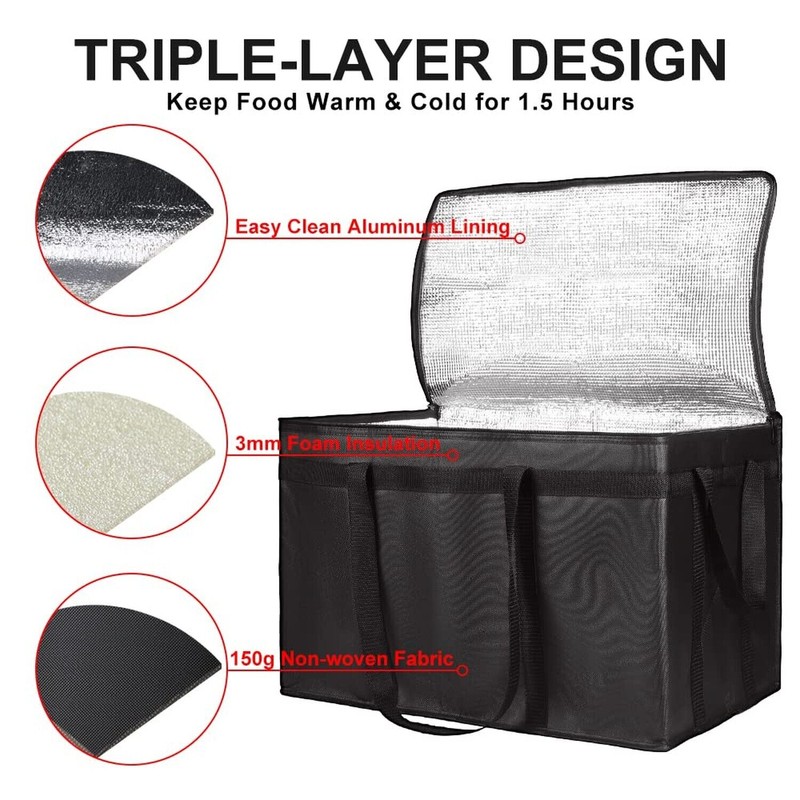 CIVJET Insulated Food Delivery Bag, XXXL Insulated Reusable Grocery Cooler/Hot