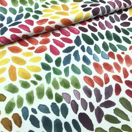 Kt KILOtela - Fabric sold by the metre, digitally printed, half panama, 100% organic cotton, Öko-Tex Standard 100, width 280 cm, length selectable from 50 to 50 cm, flower petals, multi-coloured