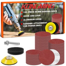 KONGMING Sandpaper 50 mm Velcro Pack of 100 Grit 100 Sanding Discs 50 mm Velcro Sanding Attachment for Cordless Screwdriver