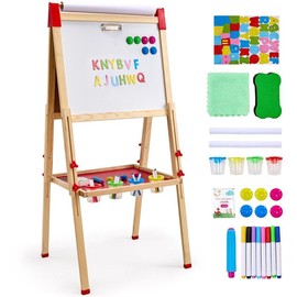 VEVOR 2-in-1 Kids Art Easel Double-Sided Wooden Magnetic Whiteboard Chalkboard，Christmas gift - specification: 3-in-1 【Double-Sided Wooden】