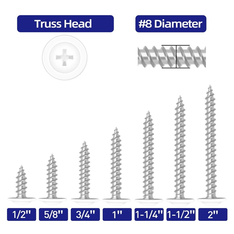Etauwe #8 x 1-1/4" Truss Head Fast Self Tapping Screws,