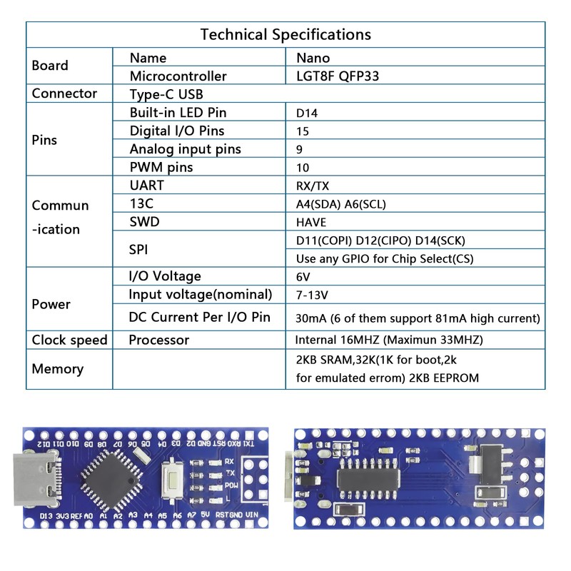 Nano Module with CH340 Microchip, 5V/16MHz Nano Board Compatible with