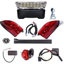 10L0L Golf Cart LED Light Kit (12V) for Club Car Precedent G&E (2004 UP), Deluxe Headlight Taillight with Turn Signals, Hazard Flasher, Horn and Brake