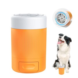 Dog Paw Wash Brush, For Pets, Dogs, Dog & Foot Washing Cup, PBT Brush, Soft Material, Washing, Semi-Automatic, Simple, 360° Rotation, Easy Operation, Removes Dirt, Disassembles (Orange)