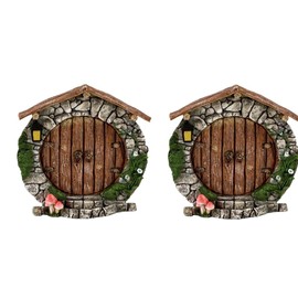 Jowxsx 2 Pcs Miniature Fairy Garden Door, Hand Painted Doors Believe Fairy House, That Open House, Garden Accessories for Home Outdoor Yard Tree Trunk, Yard Lawn Trees Decorat