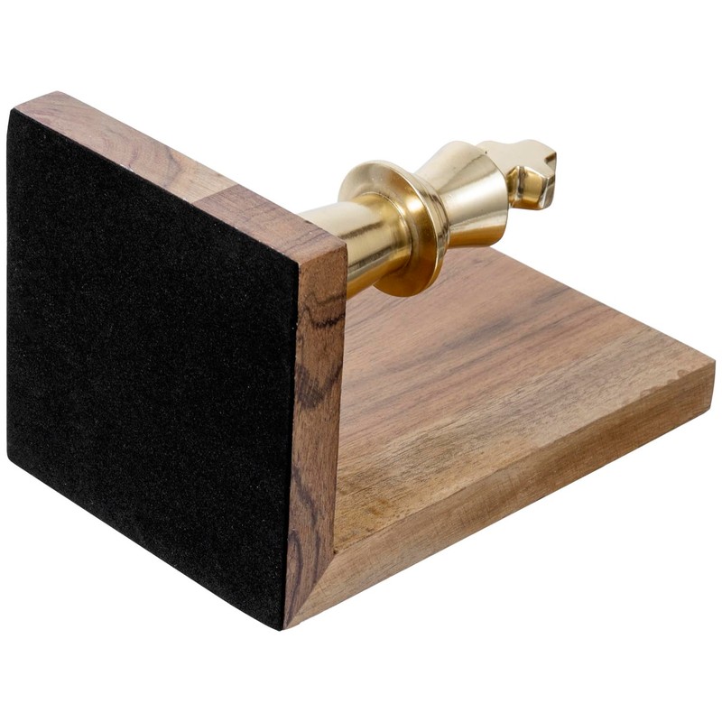MyGift Decorative Chess Bookends Heavy Duty Mango Wood and Brass