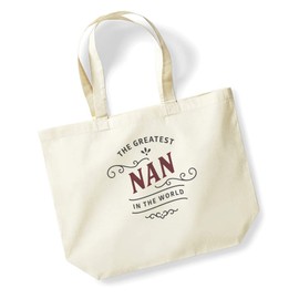D Design Invent Print! Nan Gift Bag Tote Shopping Bag Birthday Gift Present for Nan Keepsake Idea - Size: 47cm x 40cm x 12cm (Natural)