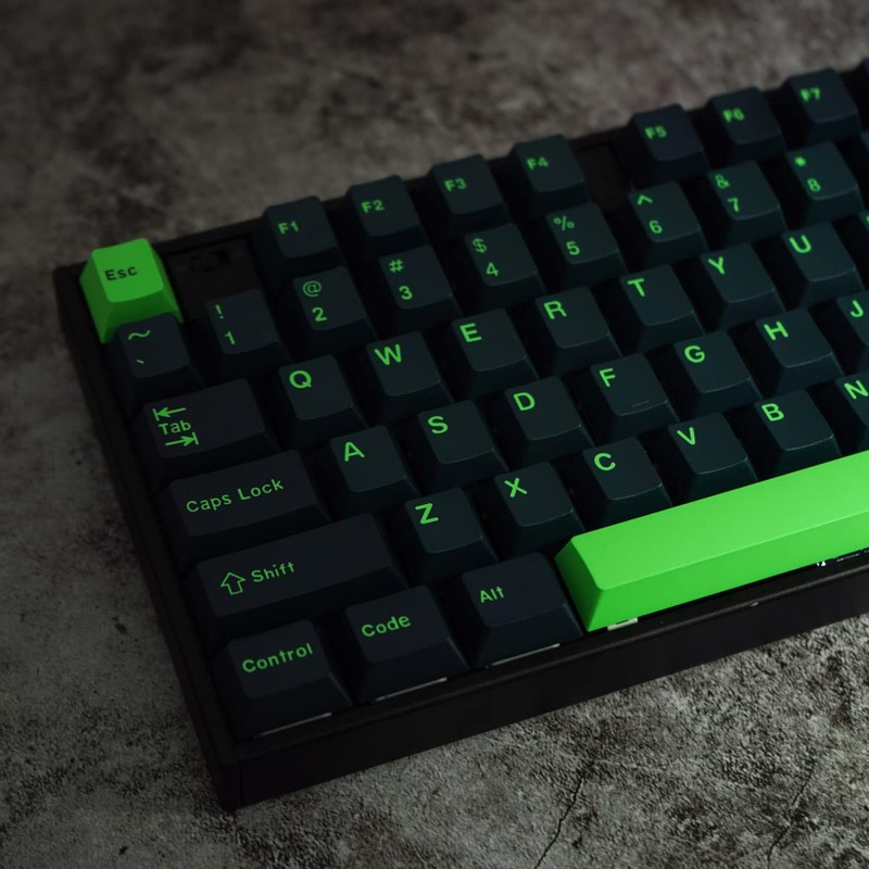 Sumgsn 172 Keys Wave Keycaps Set, Cherry Profile Doubleshot, Green,