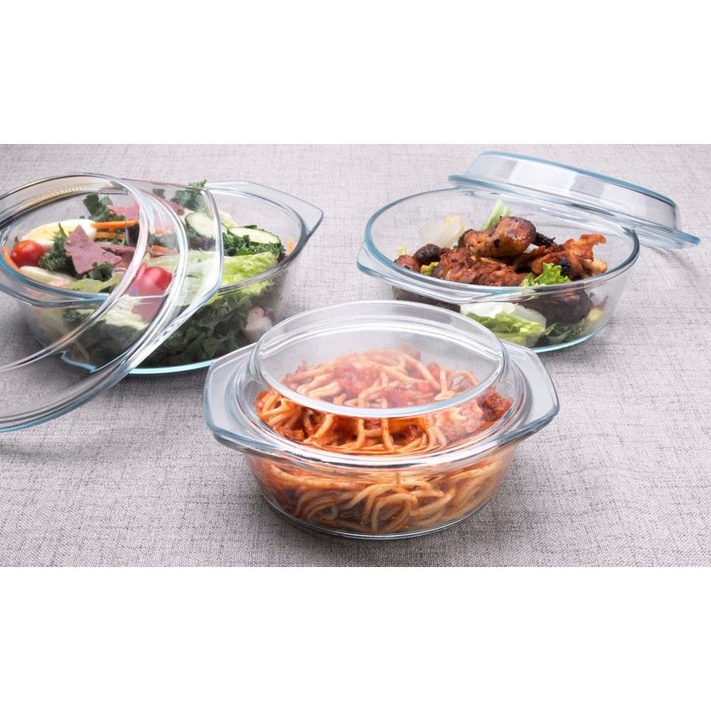 HUSANMP Set of 6 Pieces Round Tempered Glass Casserole Dish