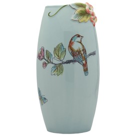 Fitz & Floyd Fitz and Floyd English Garden Ceramic Flower Vase, 10.25 Inch, Blue