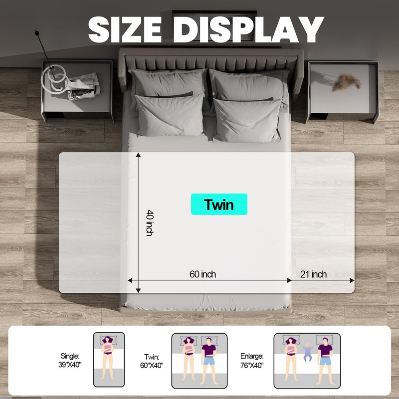 60"X40" Non Slip with Stay-Secure Side Flaps Washable Waterproof Bed