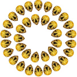 Gold Teardrop Rhinestones 50 PCS 13x18 mm Flatback Rhinestones Sew on with Settings for Clothes Crafts Projects