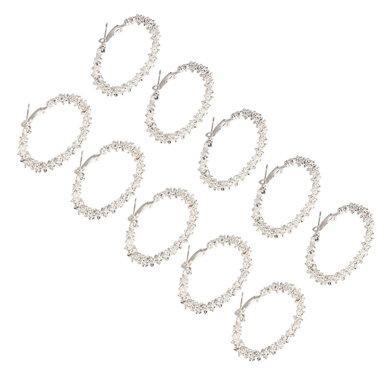 5 Pair Silver Hoop Earrings Retro Simple Lightweight Zinc Alloy