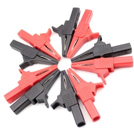 TestHelper 5sets AC262 Testing Probe Insulated Alligator Crocodile Clip Clamps 4mm Banana Plug Socket 5pcs Red and Black