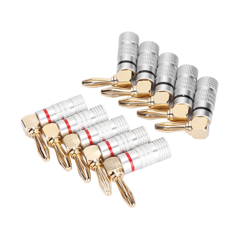 10 Pcs Banana Plugs 24K Copper Gold Plated Aluminum Case