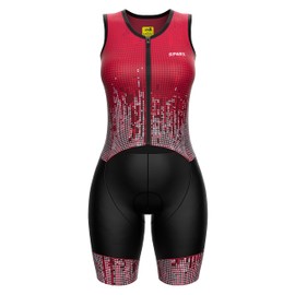 Sparx Women's Triathlon Suit One Piece Sleeveless Full Zipper Tri Suit Quick Drying Running Swimming Cycling, Burgundy, X-Large