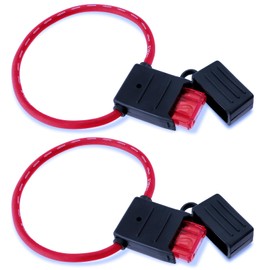10 Gauge Inline Fuse Holder: 12V-32V with 50 AMP Maxi Blade Fuses & Waterproof Plastic Housing for Large Vehicles Car Truck Boat Motorcycle 11" Long(2 Pack)