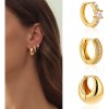 Cryzmitol 3pzs Aretes Mujer Niñas Oro Con Zirconias,joyería Moda Regalo