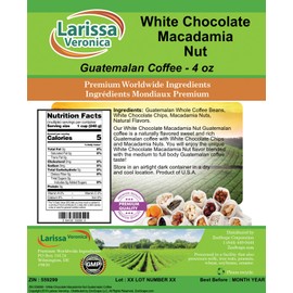 White Chocolate Macadamia Nut Guatemalan Coffee (Gourmet, Naturally Flavored, Whole Coffee Beans) (4 oz, ZIN: 559299)