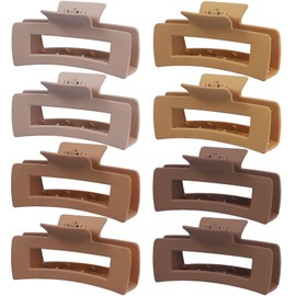 8 Pcs Large Hair Claw Clips 4.1 Inch Non-slip Big Square Matte Hair Claws for Women, Strong Hold Banana Clip for Thick Thin Hair(Yellow)