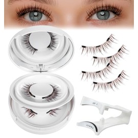 Magnetic Eyelashes, 2 Styles Reusable Magnetic Eyelashes Wispy Magnetic Lashes with Applicator Manga Lashes with Magnets No Glue Needed Clear Band Eyelashes for All-Day Comfort
