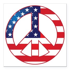 CafePress American Flag Peace Sign Square Car Magnet 3 X 3 Square Car Magnet, Magnetic Bumper Display