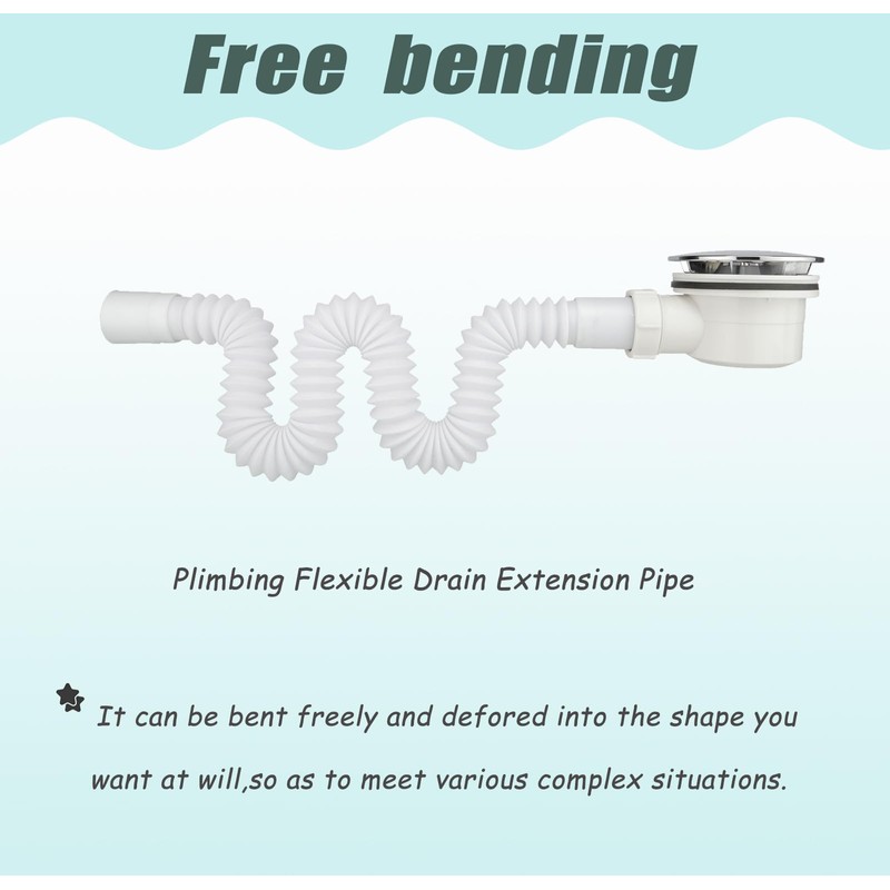 Low Profile Shower Drain Trap 1.5" for Replacement Shower Base