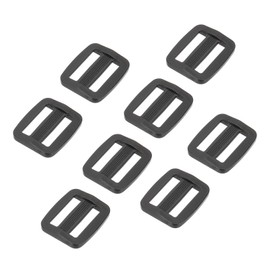 MECCANIXITY Plastic Tri-glide Slide Buckle 25mm / 1 Inch Belt Adjuster Sliders Webbing Strap Fasteners for Bag Belt Dog Cat Collar Harness, Black, Pack of 8