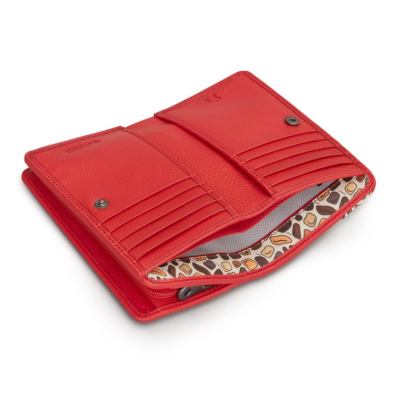 Yoshi Mother's Pride Giraffe Red Leather Zip Round Purse for