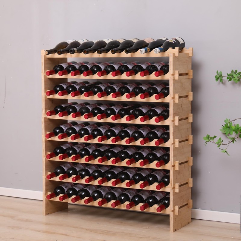 FDHUIJIA 72 Bottle Stackable Storage Modular Wine Rack Cabinet Bamboo