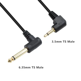 Xilaghy 90 Degree 1/8 TS to 1/4 TS Cable, Right Angle 3.5mm Mono Male to 1/4 Mono Male Adapter Audio Cable for Guitar, Laptop,Speaker, Amplifiers(19in)