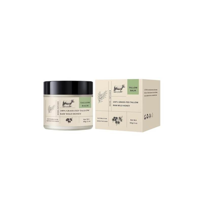 Tallow Honey Balm, Face & Body Moisturizer for Dry Skin,100G