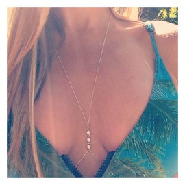 Inilbran Boho Rhinestone Crossover Body Chain Sparkly CZ Crossover Bikini Chain Crystal Bikini Harness Chain Necklace Bra Body Chain Gold Crystal Waist Belly Body Chain Jewelry for Women and Girls