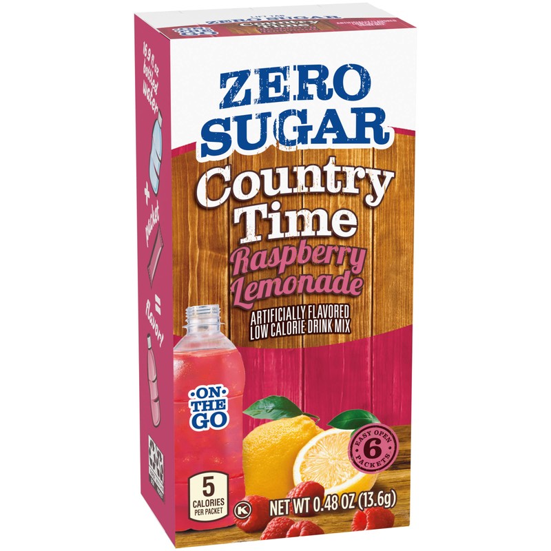 Country Time Zero Sugar Raspberry Lemonade Powdered Drink Mix, 6