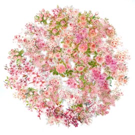 180Pcs Floral Scrapbook Stickers for Junk Journal, Nature Flower Clear PET Stickers for Scrapbooking, Planner, Journaling Supplies, Bullet Journal, Crafting (Pink Garden)