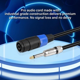 PNGKNYOCN 1/4 Inch TS to Speakon Cable, 2 M/6.6 FT NL4FC 2 Pin Speakon Female to 6.35 mm (1/4 Inch) TS Mono Plug Audio Amplifier Speaker Cable