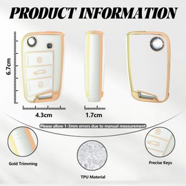 TOOMUME Key Cover, Car Key Case Suitable for VW Volkswagen Golf 7 MK7 Polo Jetta Tiguan Seat Leon Fabia Ibiza Skoda Fabia Octavia Superb, Key Cover Protection Key Shell – Flip Key