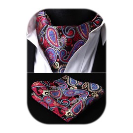 Hisdern Men's Cravat, Floral Jacquard Woven Ascot Tie Set -