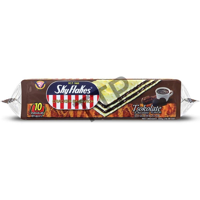 M.Y. San SkyFlakes Cracker Sandwich, Tsokolate (Chocolate) Flavor, 10 Count,